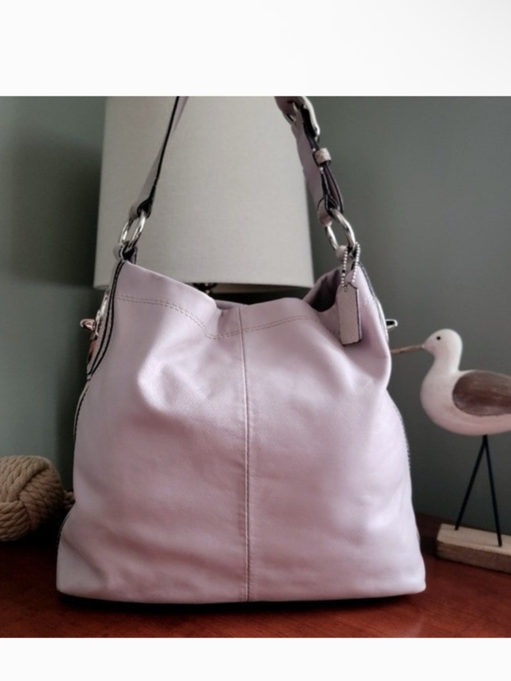 COACH PENELOPE GORGEOUS LAVENDER LEATHER HOBO SHOULDER BAG SNAKESKIN ACCENTS EUC